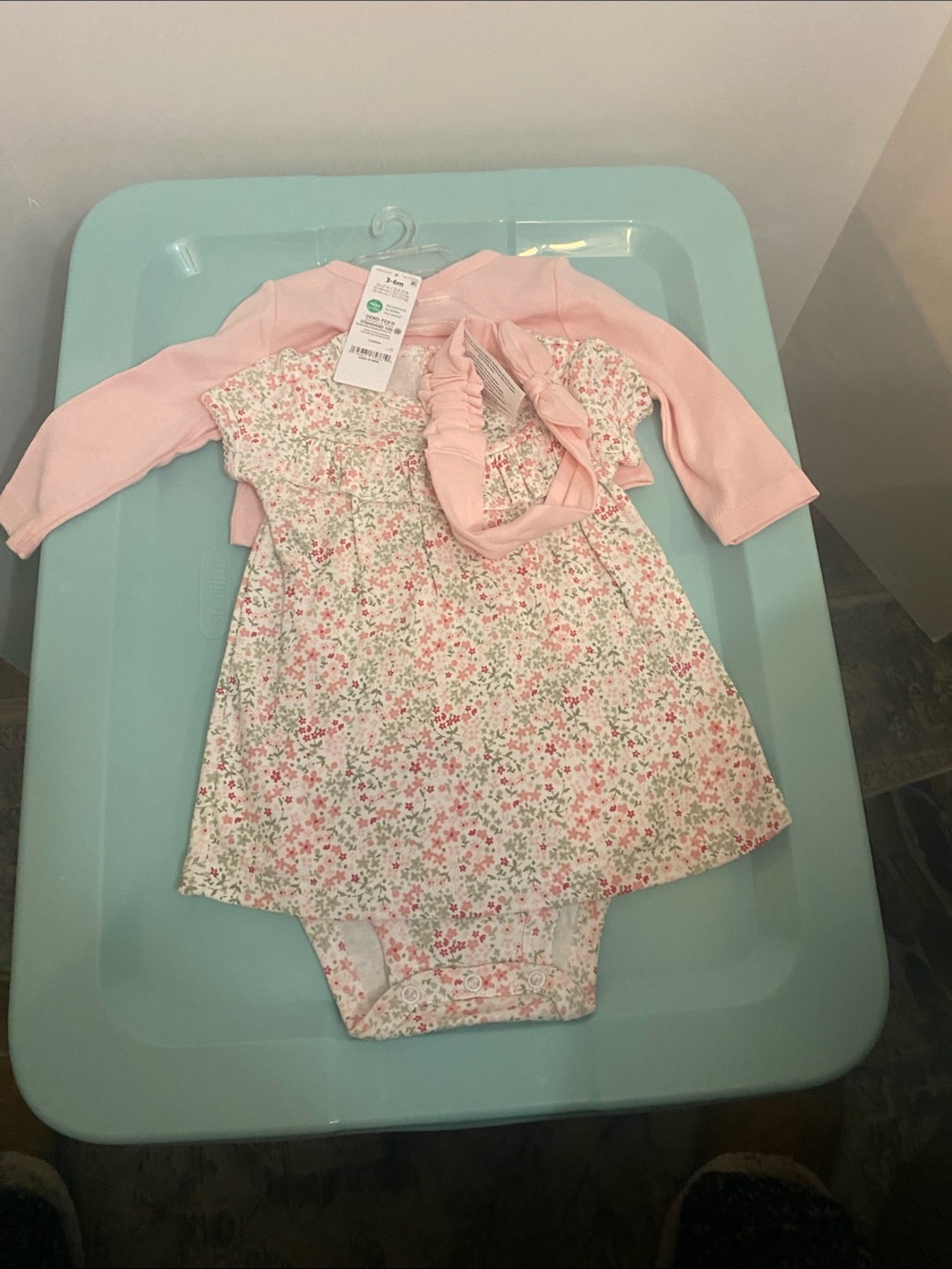 Carter's Pink Floral Dress, Pink Shrug & Pink Headband Set